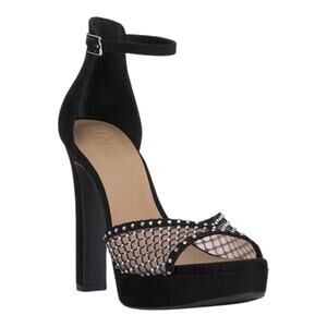 INC Women's Ninel Platform Ultra High Heel Sandals Black Mesh Size 5